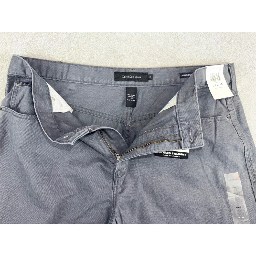 Calvin‎ Klein Jeans Mens 38X30 Relaxed Straight Denim Thunder Grey MG42A36C NWT